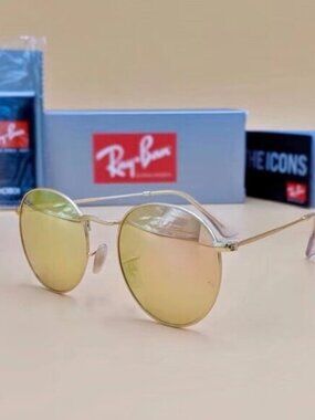 Ray-Ban 3447 Round Metal Mirror Sunglasses 50MM